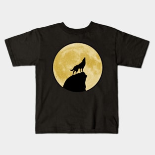 Wolf Howling at the Moon Kids T-Shirt